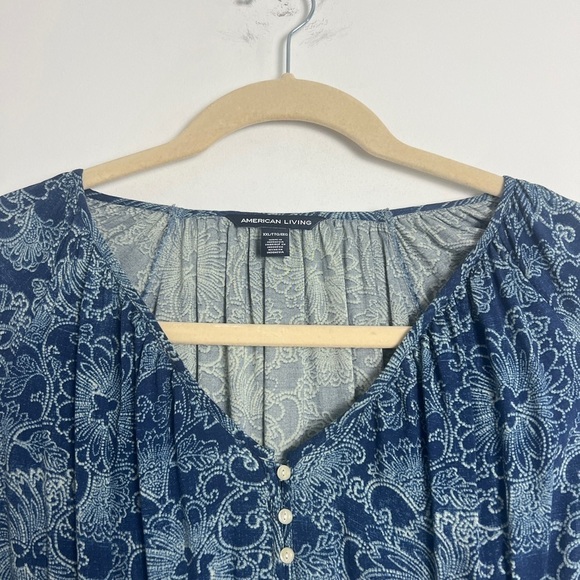 American Living Ralph Lauren Women's Blouson Dress XXL Blue Western Ruffle Hem - Picture 5 of 10